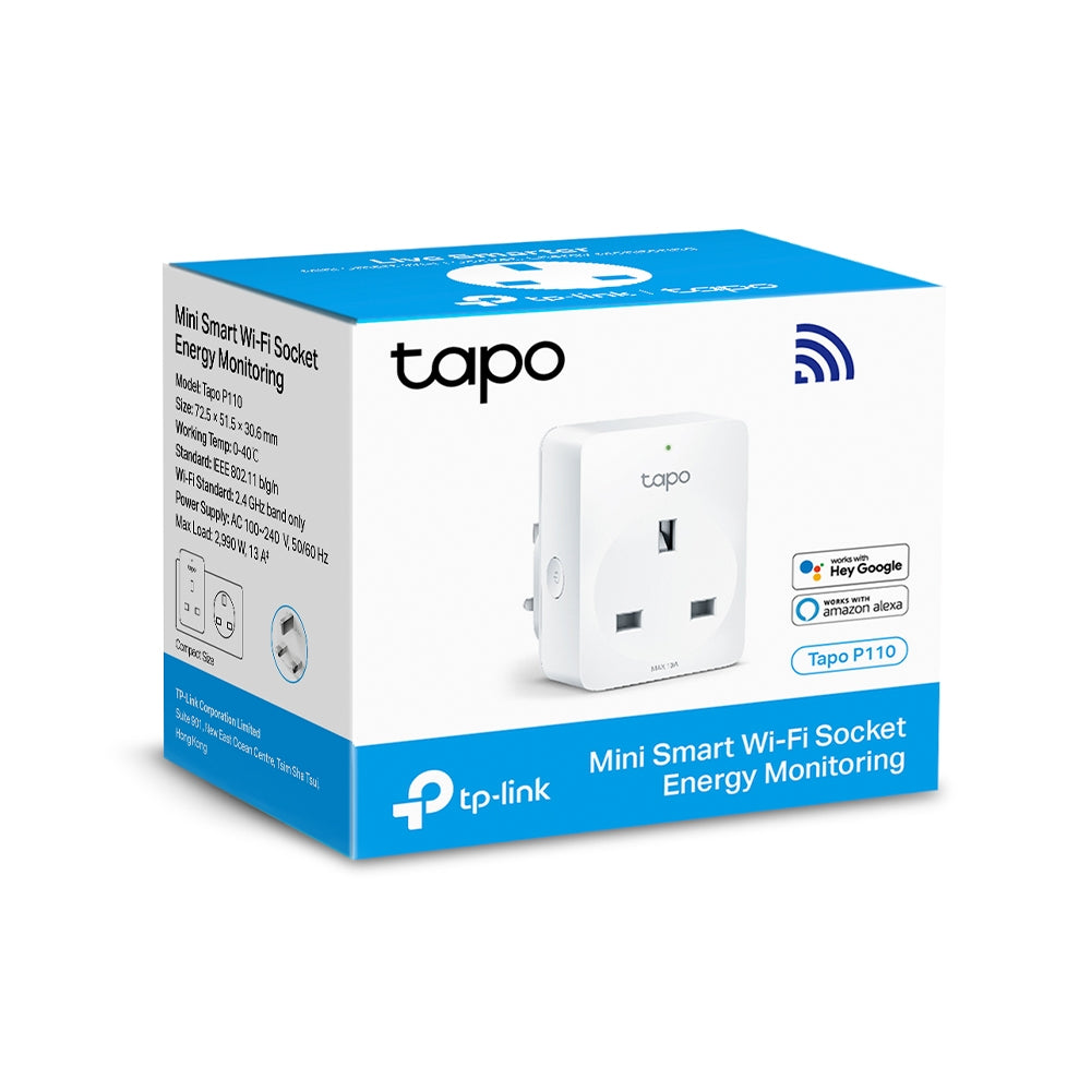 Tp-Link Mini Smart Wi-Fi Socket, Energy Monitoring | TAPO P110 | 2 Pack