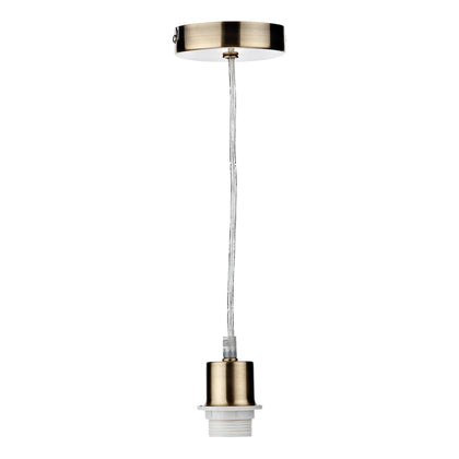 1 Light Antique Brass E27 Suspension With Clear Cable SP67