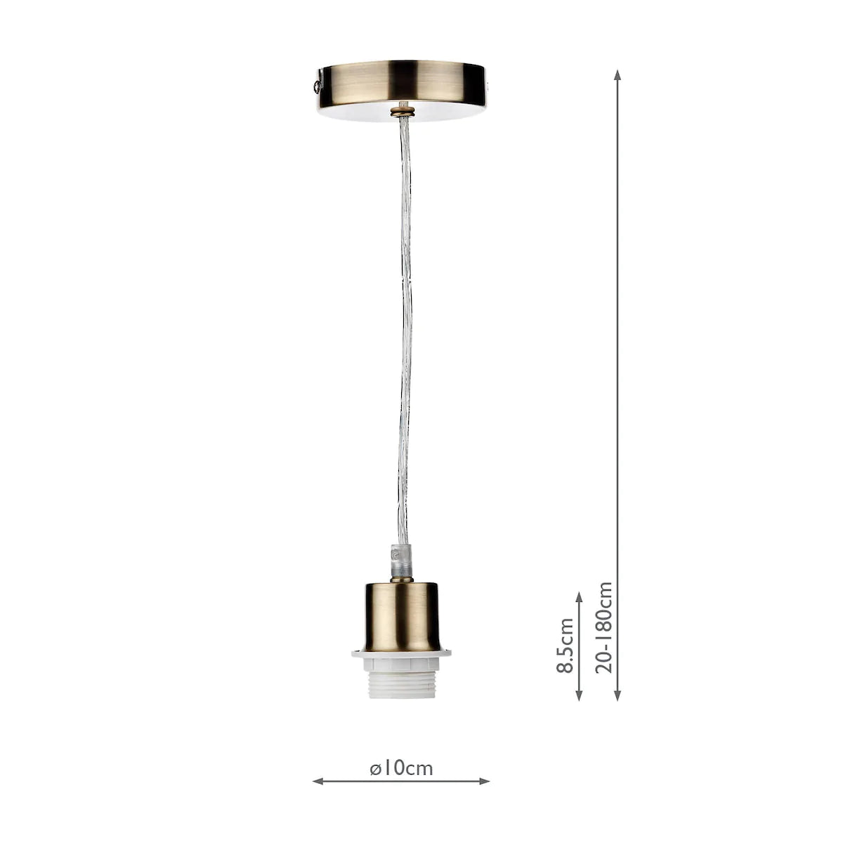 1 Light Antique Brass E27 Suspension With Clear Cable SP67 - Peter Murphy Lighting & Electrical Ltd