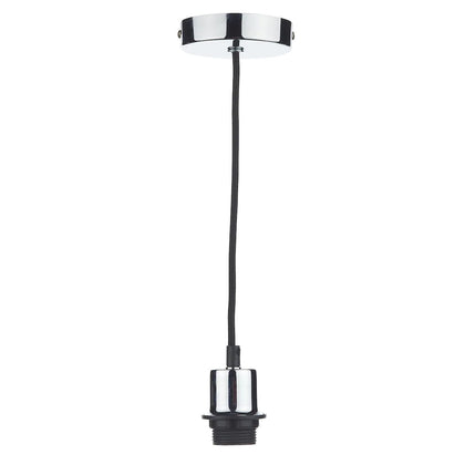 1 Light Polished Chrome E27 Suspension complete with Black Braided Cable SP62