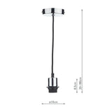 1 Light Polished Chrome E27 Suspension complete with Black Braided Cable SP62 thumbnail 2