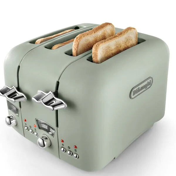 DeLonghi Argento 4 Slice Peppermint Green Toaster | CT04GR - Peter Murphy Lighting & Electrical Ltd