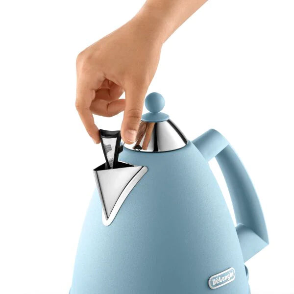 Delonghi Argento 3kw, 1.7Ltr Metal Cordless Kettle - Blue | KBX3016.AZ - Peter Murphy Lighting & Electrical Ltd