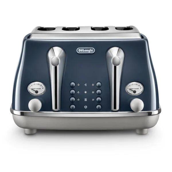 DeLonghi, Icona Capitals, 4 Slice Toaster, Blue, CTOC4003BL - Peter Murphy Lighting & Electrical Ltd