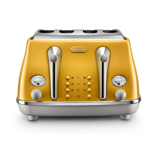 DeLonghi, Icona Capitals, 4 Slice Toaster, Yellow, CTOC4003Y - Peter Murphy Lighting & Electrical Ltd