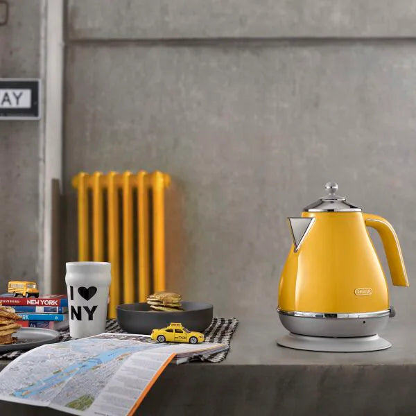 Delonghi, Icona Capitals, Yellow Kettle, KBOC3001Y - Peter Murphy Lighting & Electrical Ltd