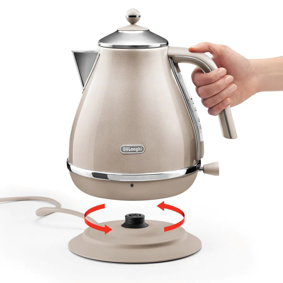DeLonghi, Icona Metallics Kettle, Beige, KBOT3001BG - Peter Murphy Lighting & Electrical Ltd