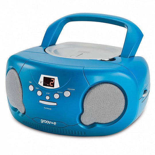 Groov-e GVPS733-BE/ Boombox Portable CD Player with Radio - Blue