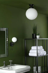 Alrik Bathroom Flush Matt Black Opal Glass IP44 ALR0122 thumbnail 1