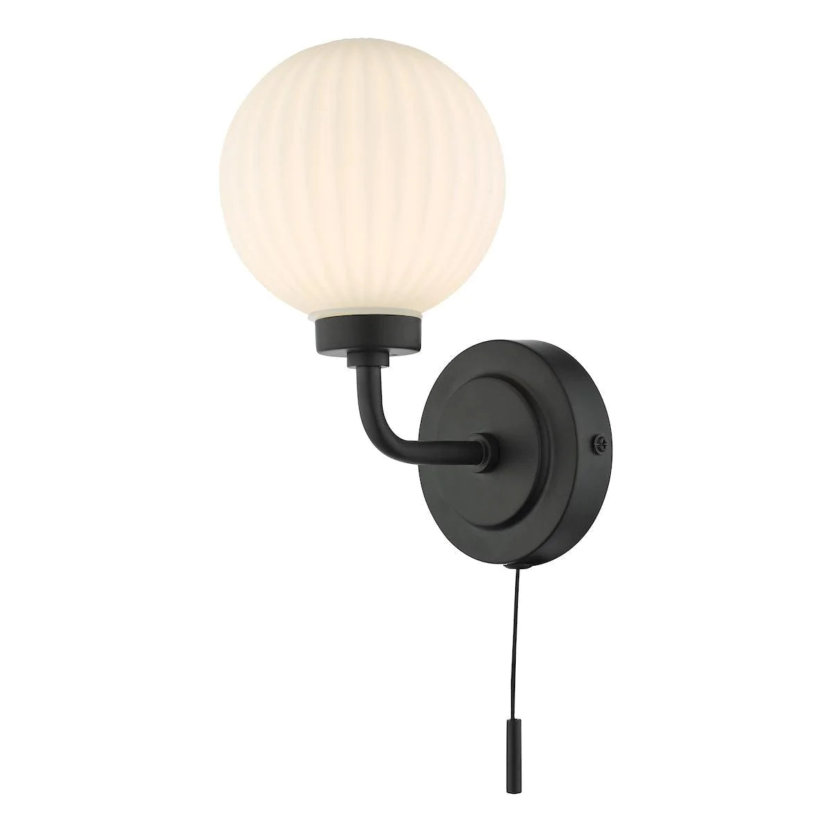 Alrik Bathroom Wall Light Matt Black Opal Glass IP44 ALR0722 - Peter Murphy Lighting & Electrical Ltd