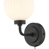 Alrik Bathroom Wall Light Matt Black Opal Glass IP44 ALR0722 thumbnail 4
