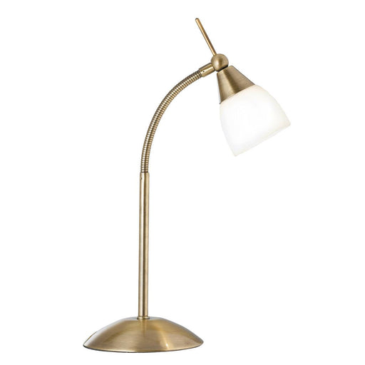 Antique Brass Touch Table Lamp With Opal Glass Shade - Peter Murphy Lighting & Electrical Ltd