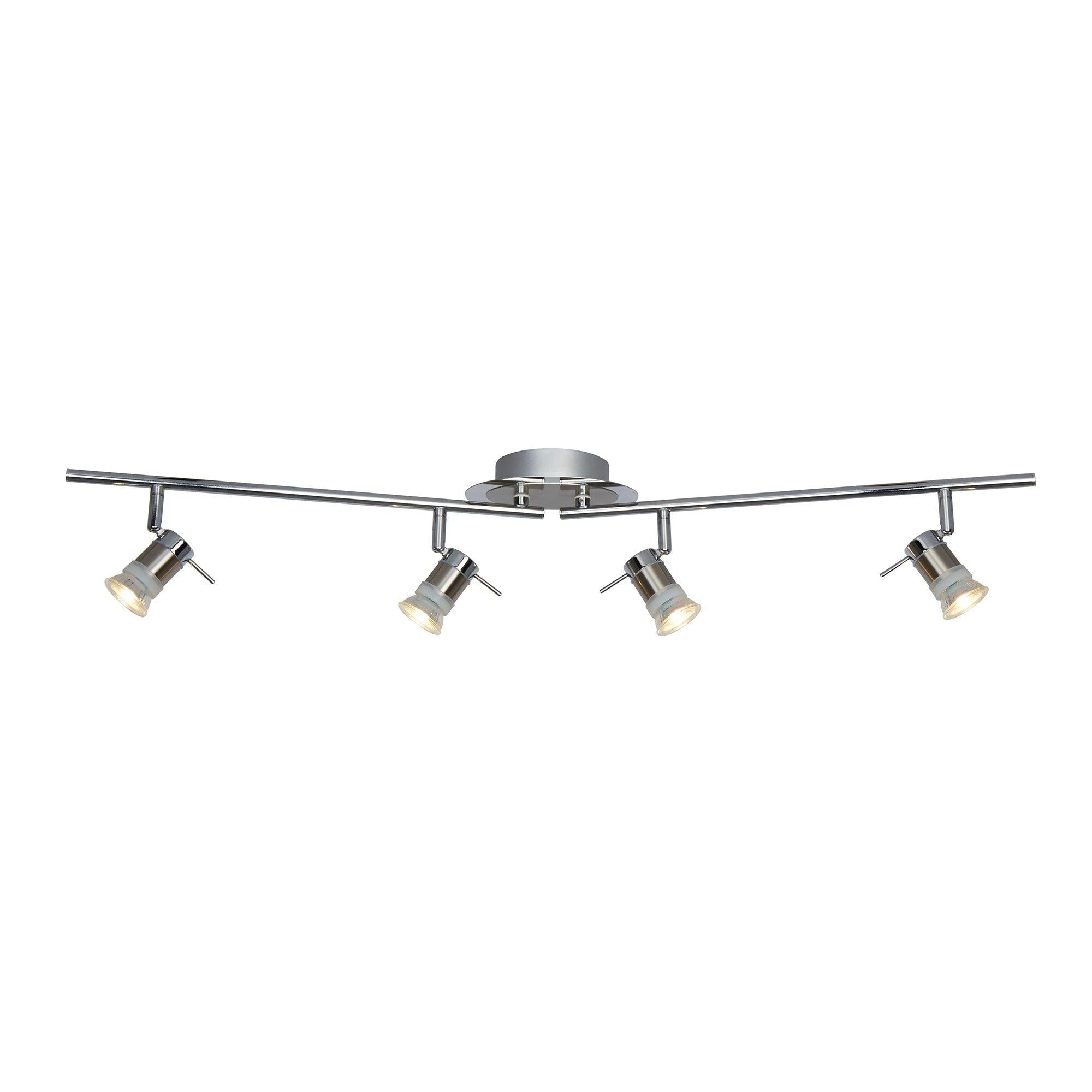 Aries Ip44 Chrome & Satin Silver 4 Light Adjustable Bar Spotlight - Peter Murphy Lighting & Electrical Ltd