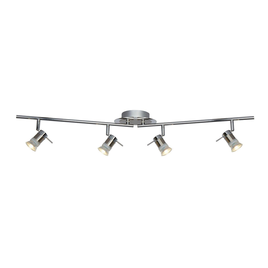 Aries Ip44 Chrome & Satin Silver 4 Light Adjustable Bar Spotlight