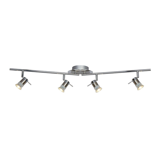 Aries Ip44 Chrome & Satin Silver 4 Light Adjustable Bar Spotlight