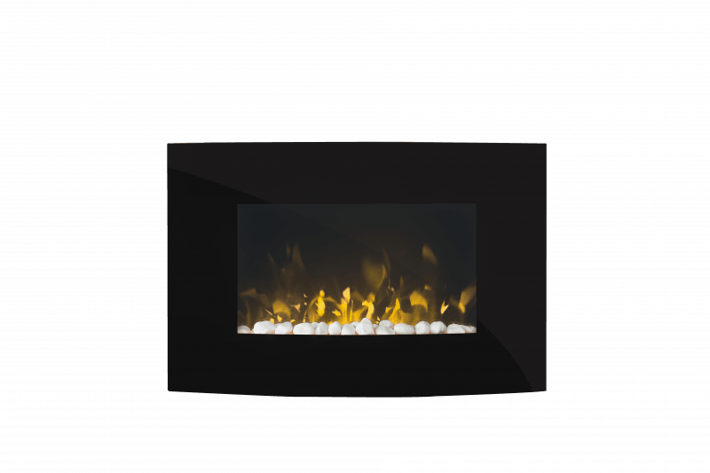 Artesia, 2kW LED Black Glass Wall Fire, Dimmable Flame , ART20