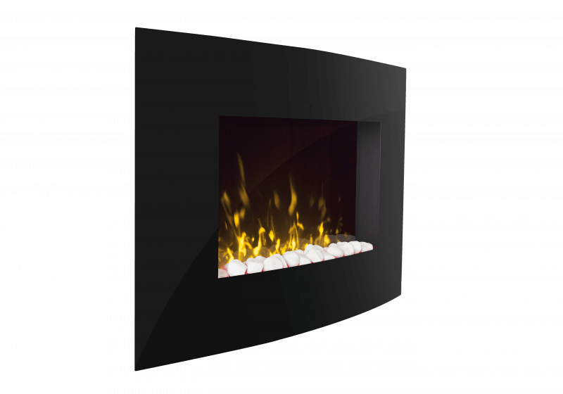 Artesia, 2kW LED Black Glass Wall Fire, Dimmable Flame , ART20 - Peter Murphy Lighting & Electrical Ltd