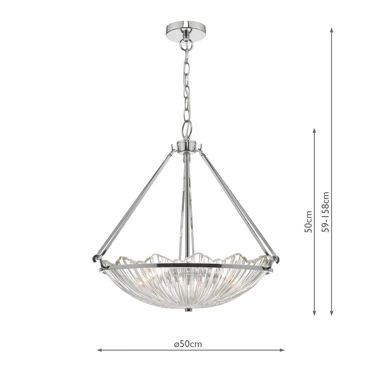 Avril 3lt Pendant Polished Nickel & Glass AVR0350 - Peter Murphy Lighting & Electrical Ltd