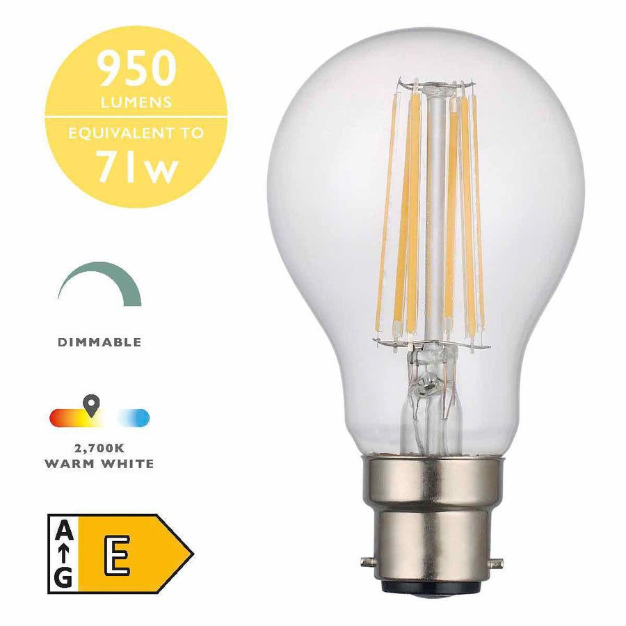 B22 LED DIM GLS LAMP 8W 950LM CLEAR