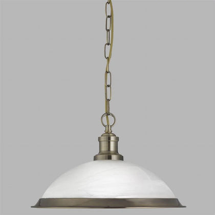 Bistro Antique Brass Pendant Light With Acid Glass Shade |1591AB