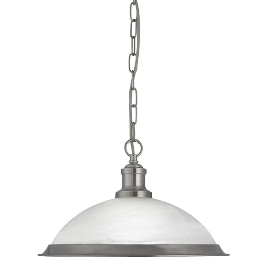 Bistro Satin Silver Pendant Light With Acid Glass Shade |1591SS