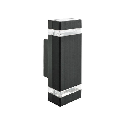 BLACK 2 LIGHT OUTDOOR WALL LIGHT WITH CLEAR DIFFUSER 1002-2BK-LED