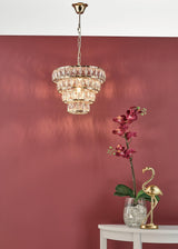 Cerys 1 Light 4 Tier Pendant Crystal & Gold thumbnail 2