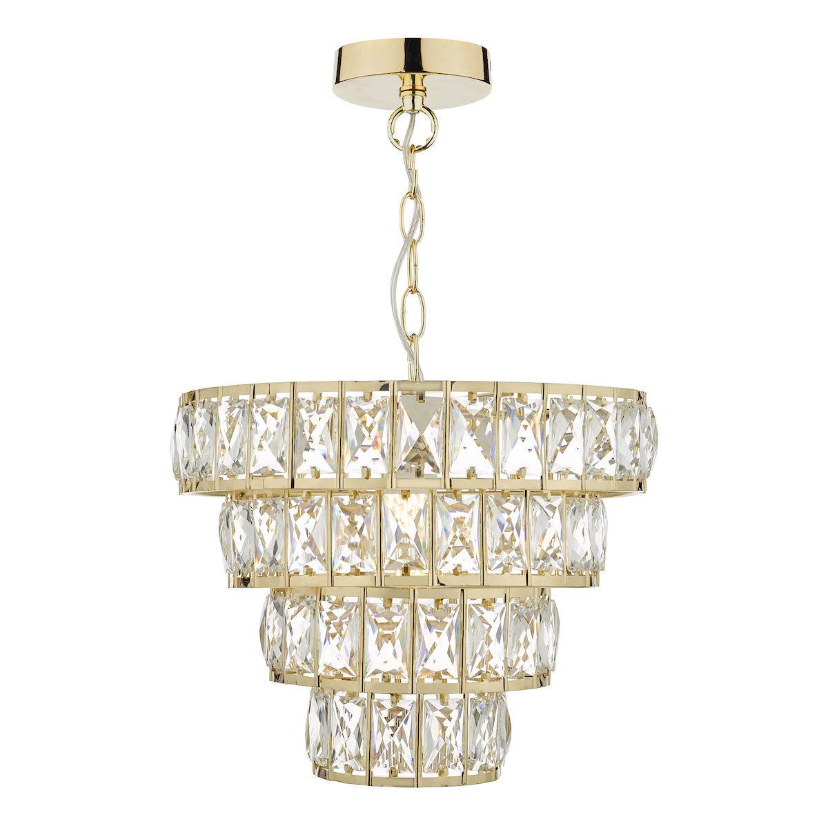 Cerys 1 Light 4 Tier Pendant Crystal & Gold - Peter Murphy Lighting & Electrical Ltd
