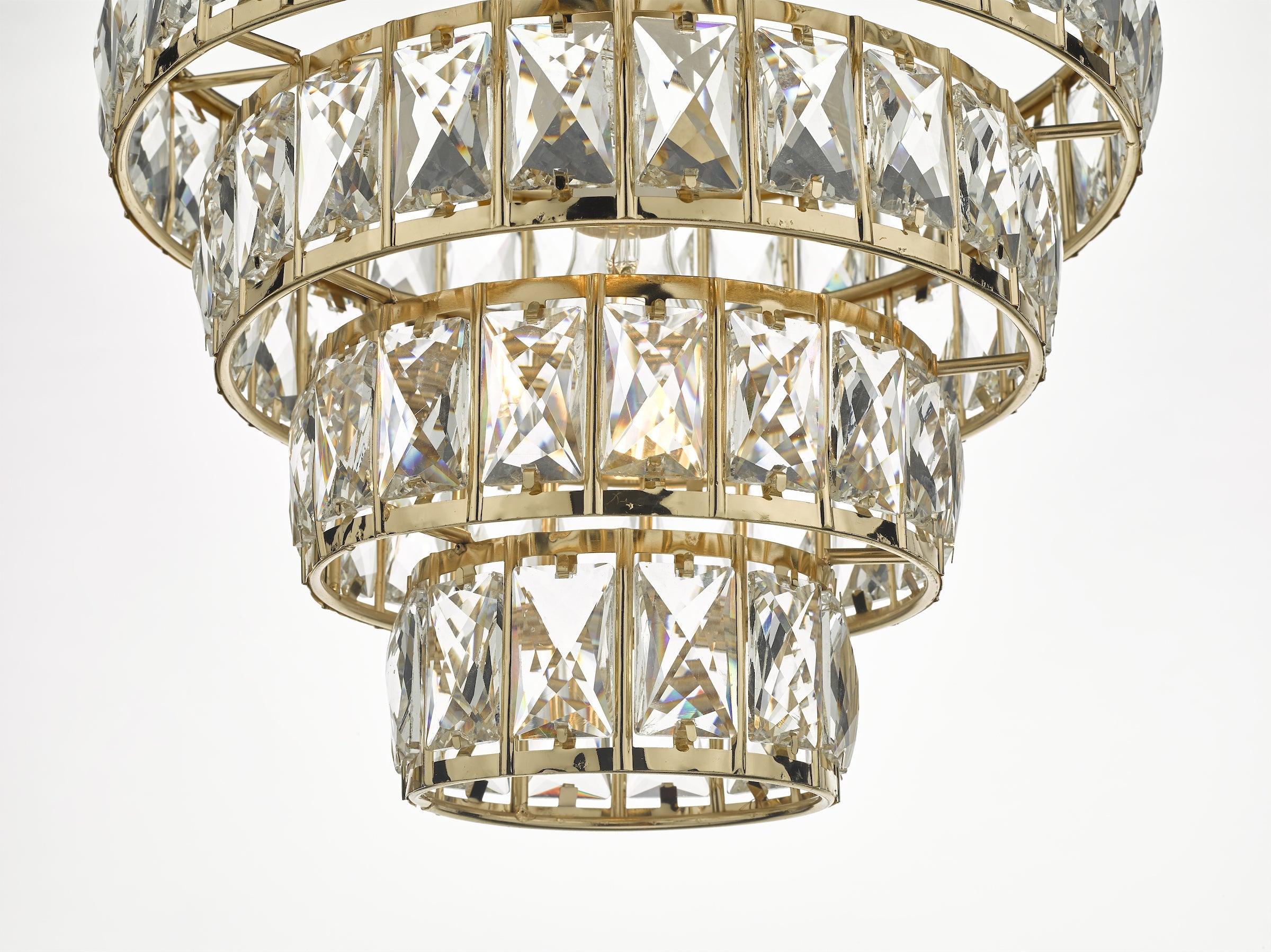 Cerys 1 Light 4 Tier Pendant Crystal & Gold - Peter Murphy Lighting & Electrical Ltd