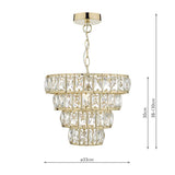 Cerys 1 Light 4 Tier Pendant Crystal & Gold thumbnail 6