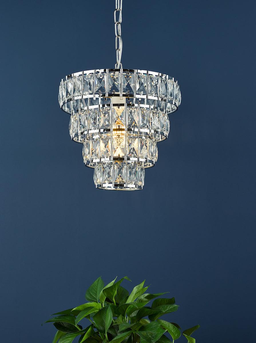 Cerys Single Pendant Polished Chrome Crystal CER0150 - Peter Murphy Lighting & Electrical Ltd