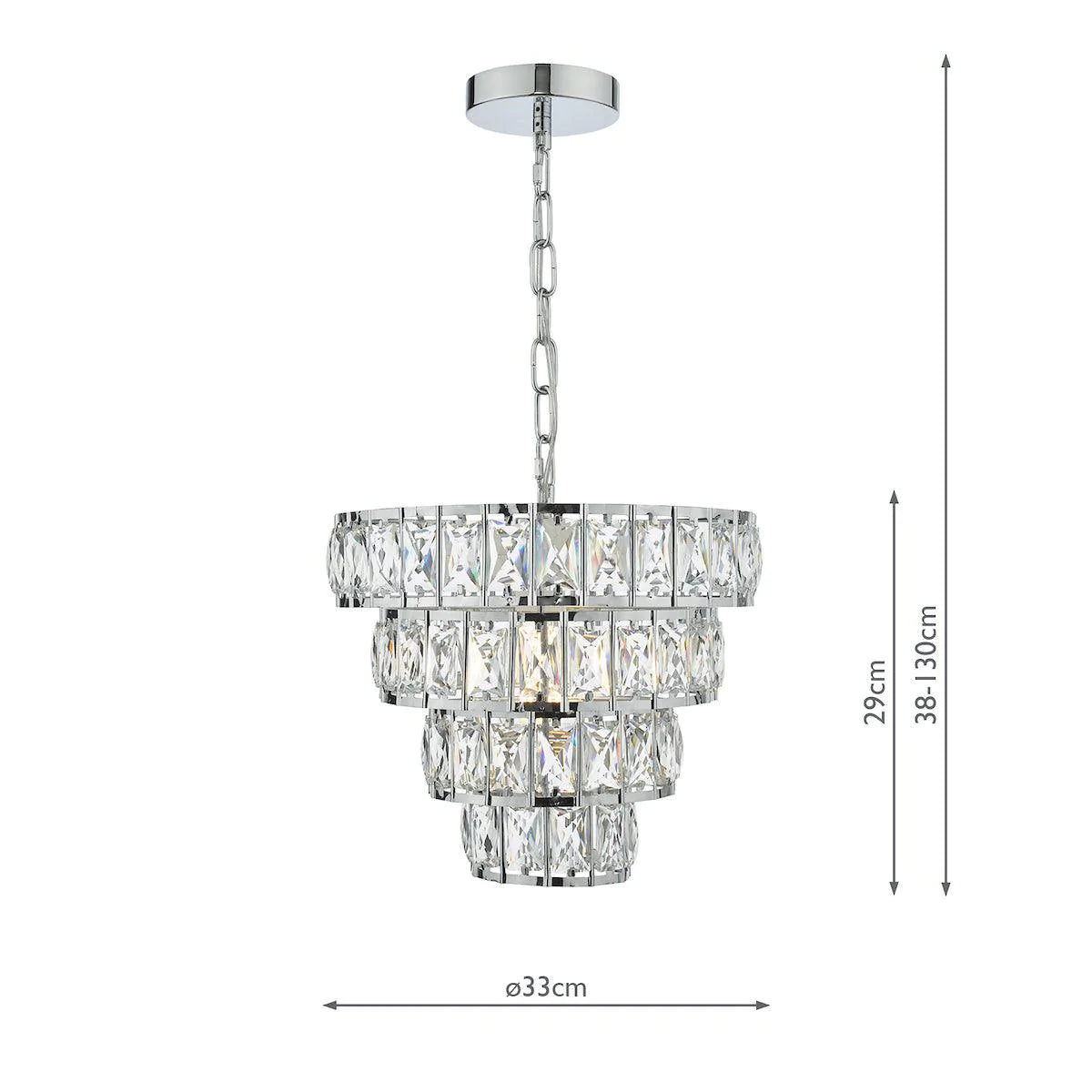 Cerys Single Pendant Polished Chrome Crystal CER0150 - Peter Murphy Lighting & Electrical Ltd