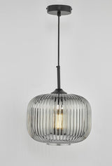 Demarius 1 Light Pendant Black and Smoked Glass thumbnail 3