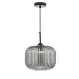 Demarius 1 Light Pendant Black and Smoked Glass thumbnail 5