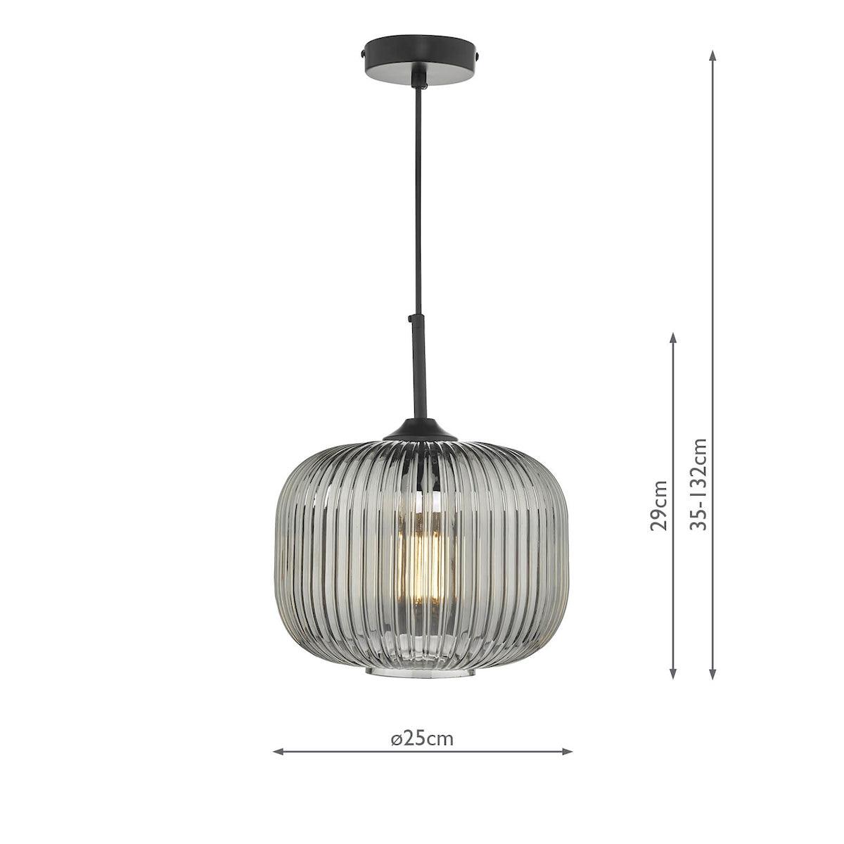 Demarius 1 Light Pendant Black and Smoked Glass - Peter Murphy Lighting & Electrical Ltd