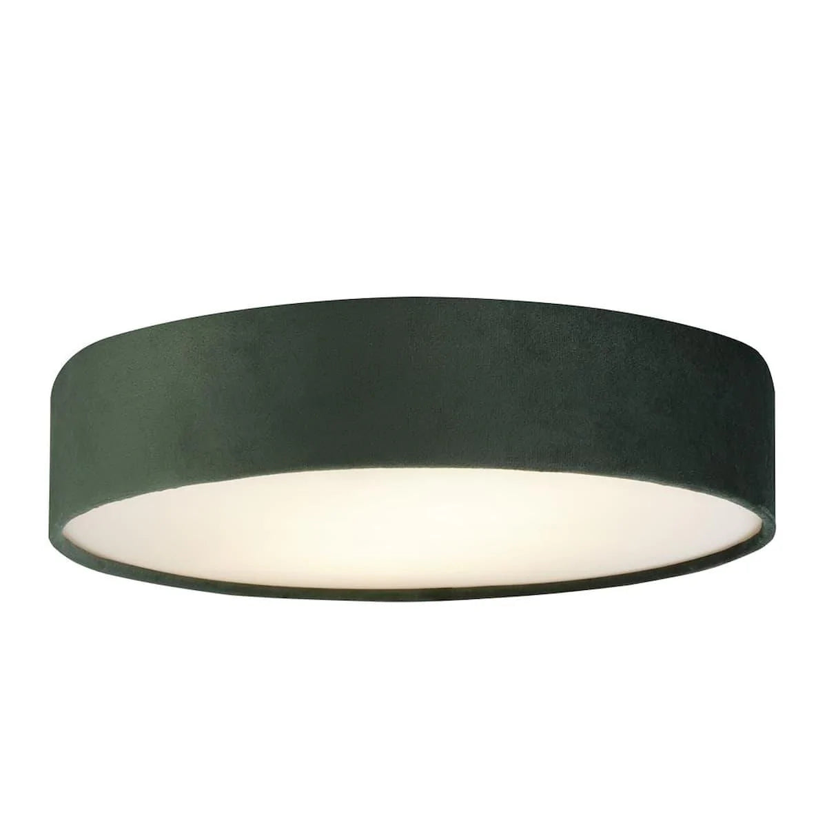 DRUM 2 3LT FLUSH CEILING LIGHT - GREEN VELVET SHADE 23298-3GR - Peter Murphy Lighting & Electrical Ltd