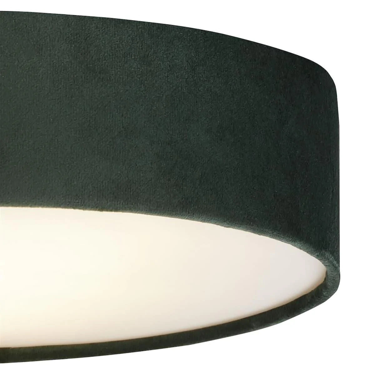 DRUM 2 3LT FLUSH CEILING LIGHT - GREEN VELVET SHADE 23298-3GR - Peter Murphy Lighting & Electrical Ltd