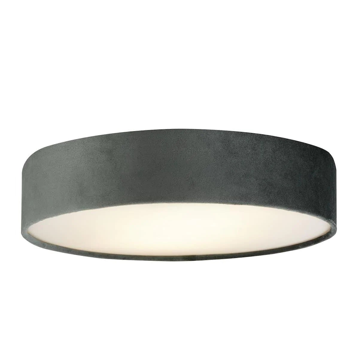 DRUM 2 3LT FLUSH CEILING LIGHT - GREY VELVET SHADE 23298-3GY - Peter Murphy Lighting & Electrical Ltd