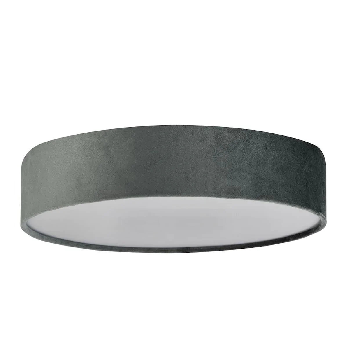 DRUM 2 3LT FLUSH CEILING LIGHT - GREY VELVET SHADE 23298-3GY - Peter Murphy Lighting & Electrical Ltd