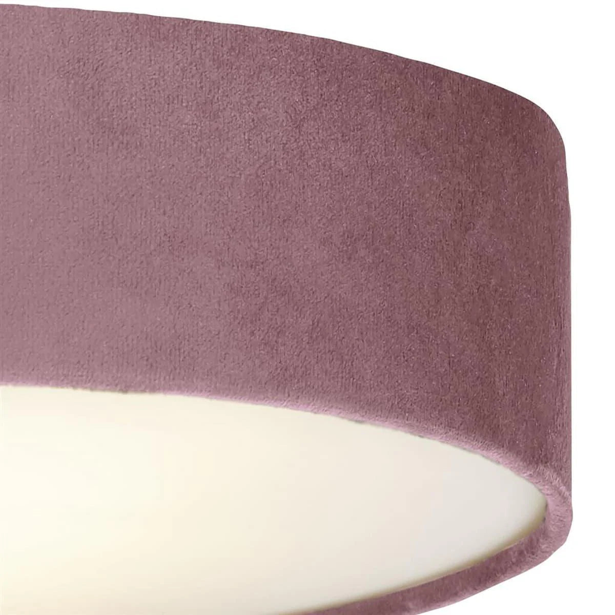 DRUM 2 3LT FLUSH CEILING LIGHT - PINK VELVET SHADE 23298-2PI - Peter Murphy Lighting & Electrical Ltd