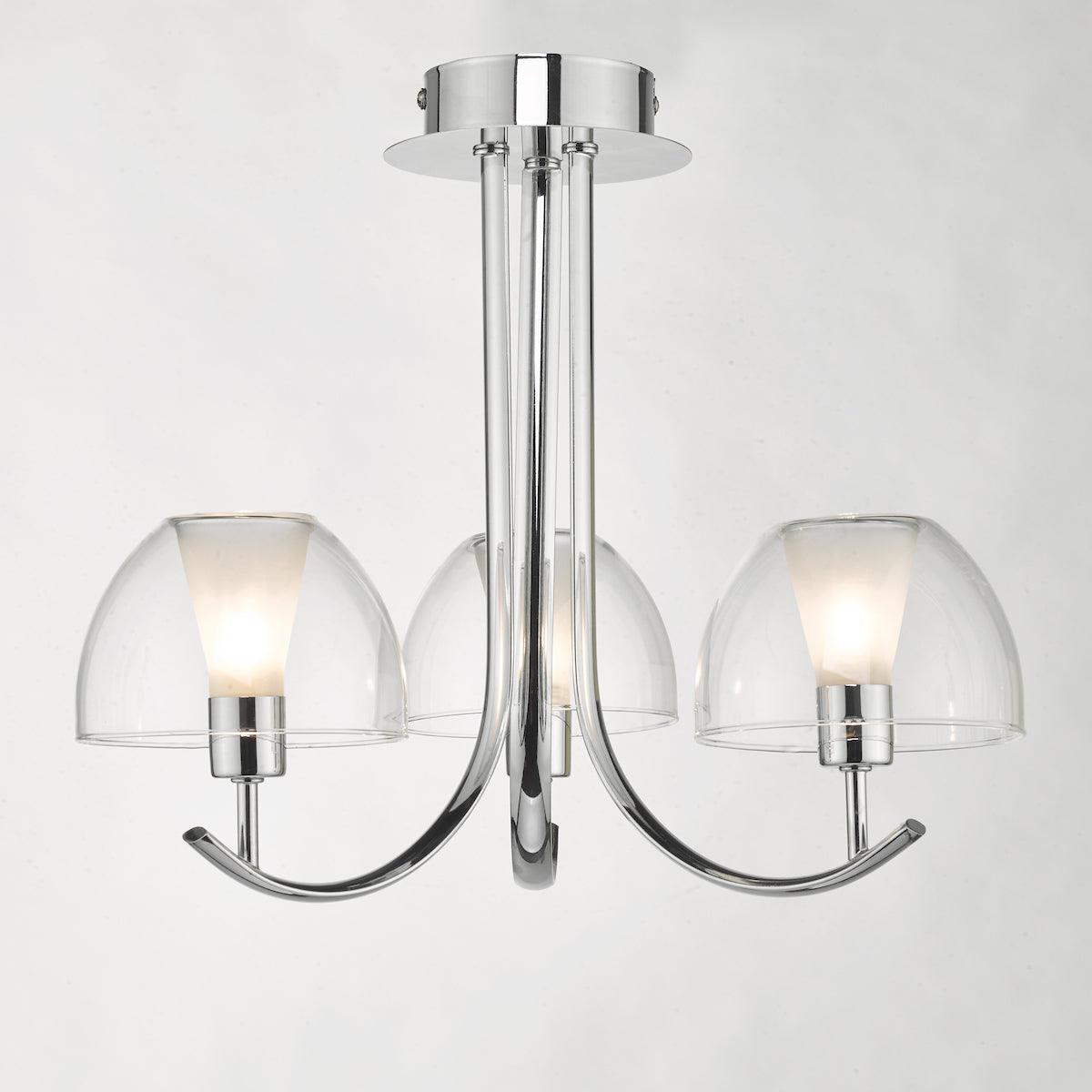 Duana 3 Light Semi Flush Polished Chrome & Glass - Peter Murphy Lighting & Electrical Ltd