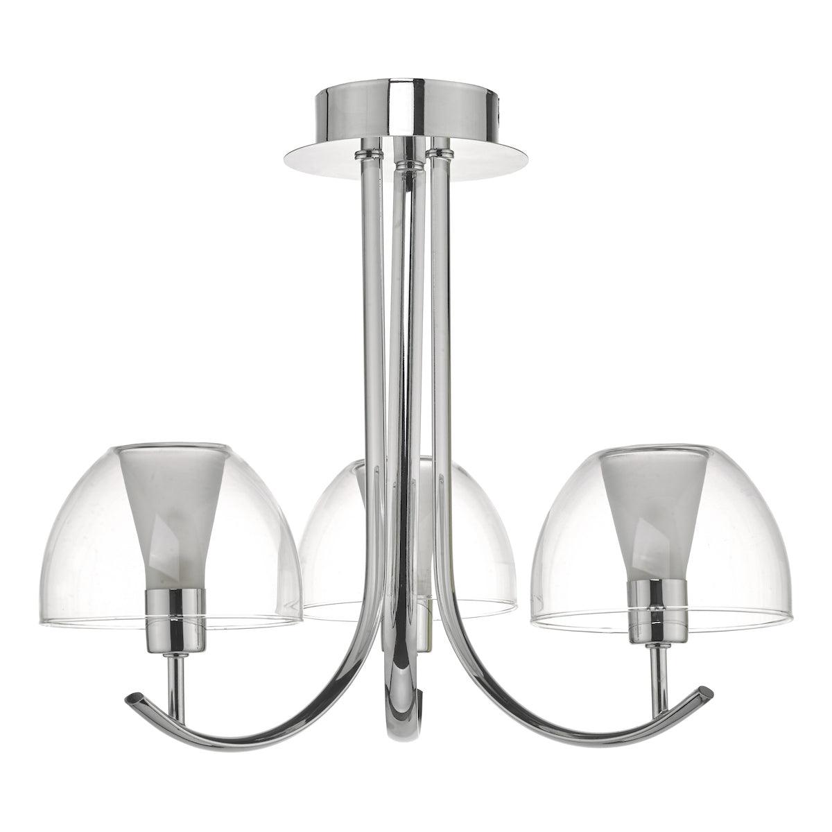 Duana 3 Light Semi Flush Polished Chrome & Glass - Peter Murphy Lighting & Electrical Ltd