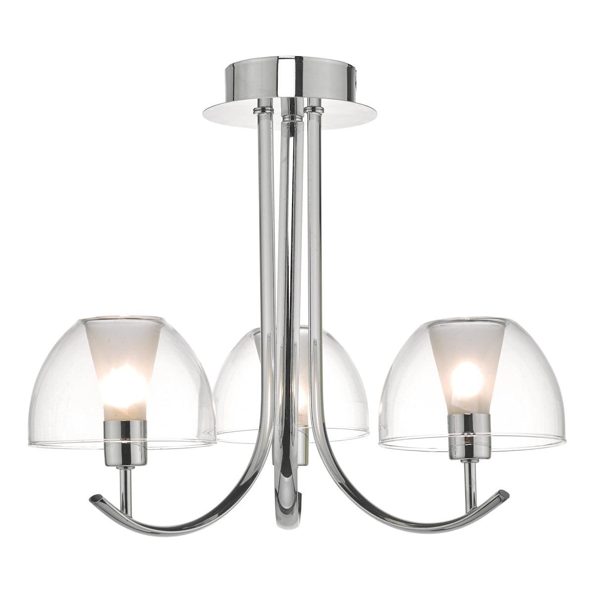 Duana 3 Light Semi Flush Polished Chrome & Glass - Peter Murphy Lighting & Electrical Ltd