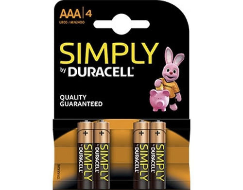 Duracell Simply AAA Batteries Pack 4 - Peter Murphy Lighting & Electrical Ltd