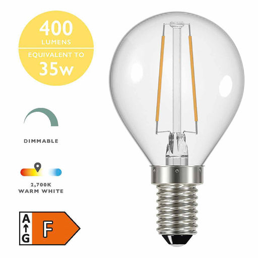 E14 LED DIM GB LAMP 4W 400LM CLEAR - Peter Murphy Lighting & Electrical Ltd