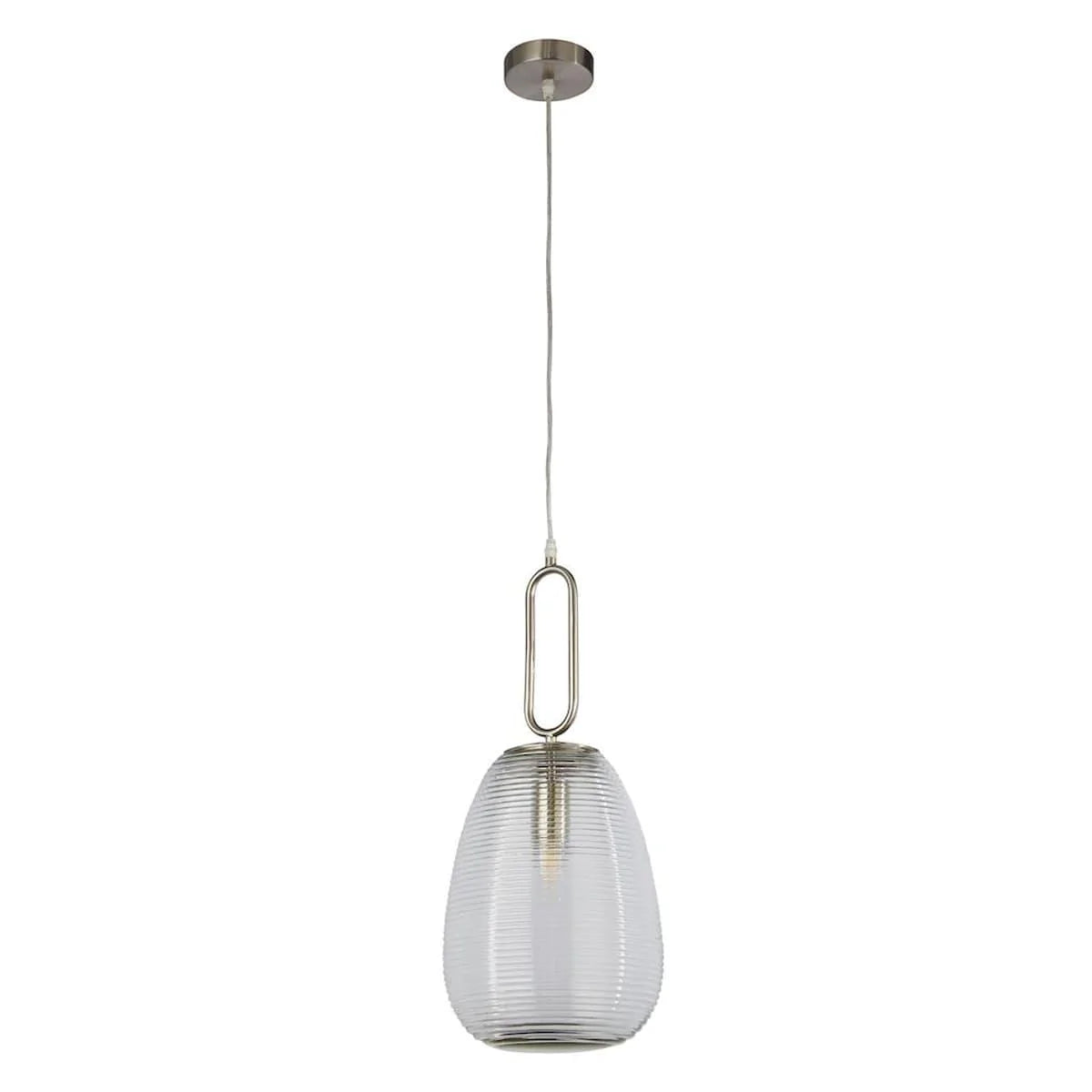 ELIXIR CEILING PENDANT - SATIN NICKEL & CLEAR GLASS 43581-1SN - Peter Murphy Lighting & Electrical Ltd