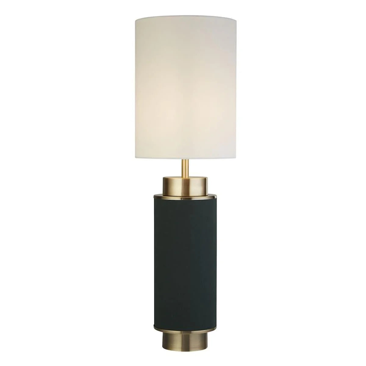 FLASK TABLE LAMP - DARK GREEN & ANTIQUE BRASS, WHITE SHADE 59041AB - Peter Murphy Lighting & Electrical Ltd
