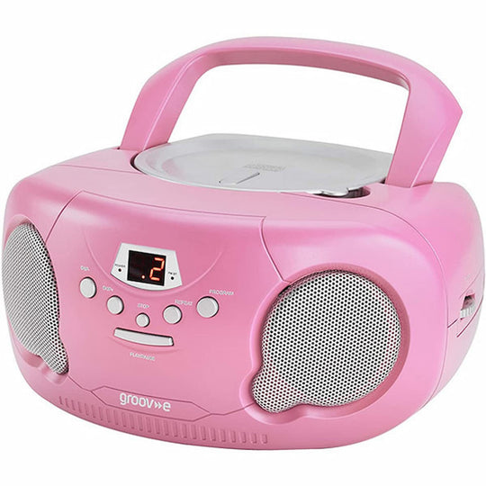 Groov-e GVPS733-PK/ Boombox Portable CD Player with Radio - PINK
