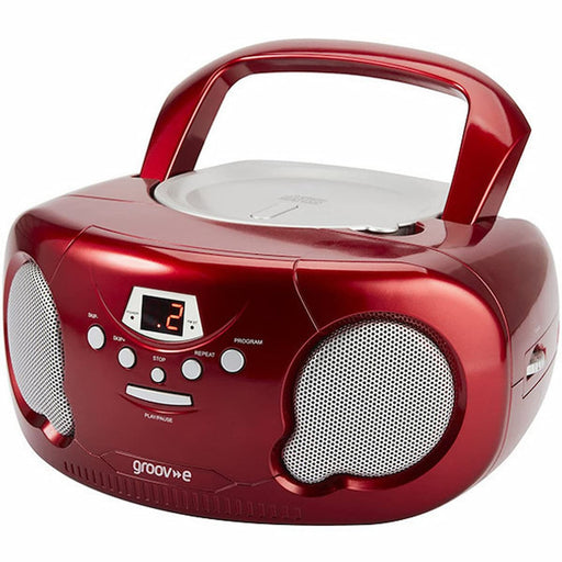 Groov-e GVPS733-RD/ Boombox Portable CD Player with Radio - RED