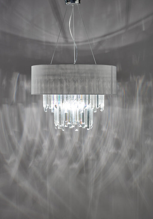 Halle 6lt Pendant Grey & Crystal Cw Shade - Peter Murphy Lighting & Electrical Ltd